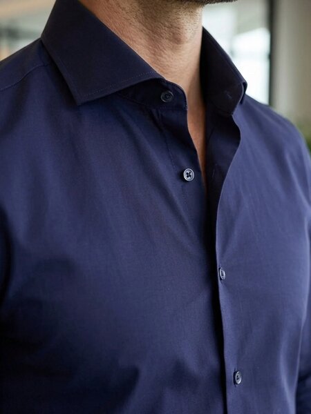 Navy Blue Plain, Cutaway Collar, Poplin Formal Shirt (FS-3022)