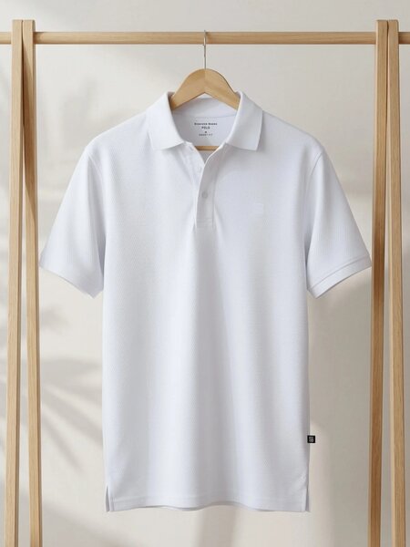 White Textured Popcorn Polo T-Shirt (POLO-1236)