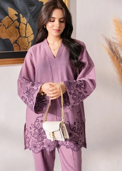 Mauve - 2Pc Embroidered Cotton Set