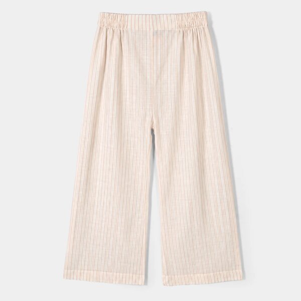 Girls Cotton Co-Ord Set Stripes- Off White