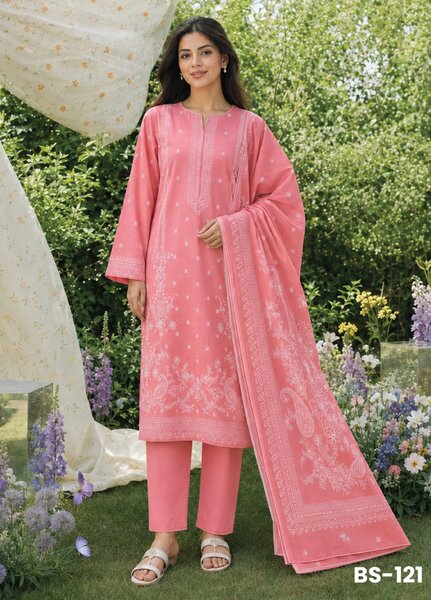 Bin Saeed Unstitched Printed Cotton Lawn 3 Piece Suit BS-121 - Casual Collection