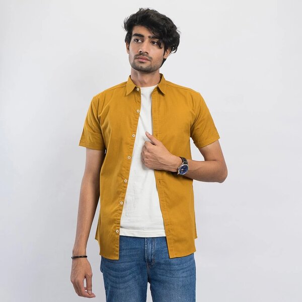 VYBE -Casual Shirt Half Sleeve-Mustard
