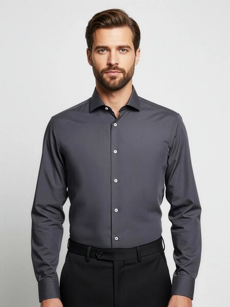 Charcoal Plain, Cutaway Collar, Elite Edition, Men’s Formal Shirt (FS-2542)