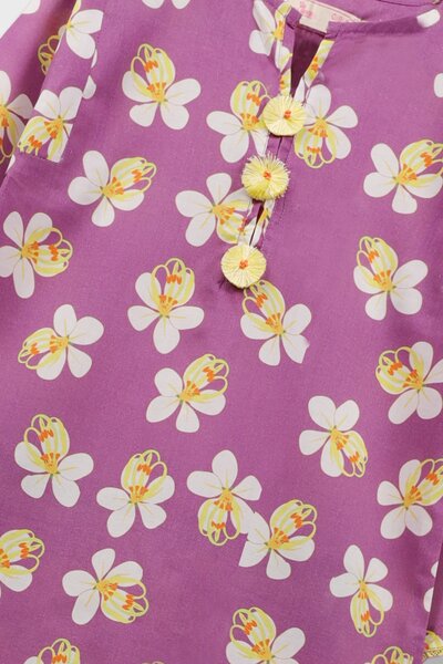 Purple Printed Casual Kurta Set - 2pc