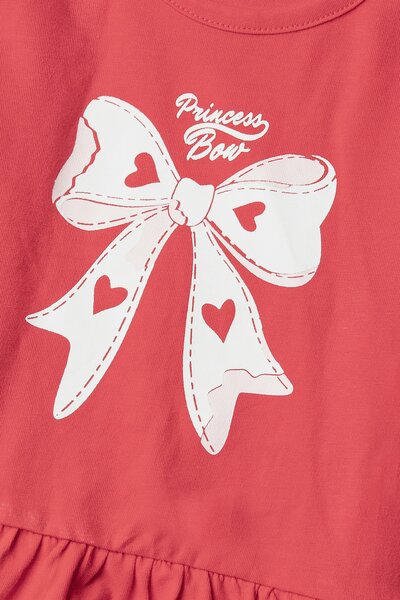 Girls Scarlet Bow Frilly Tee