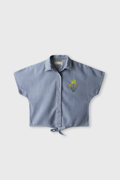 Denim Bloom Crop Top