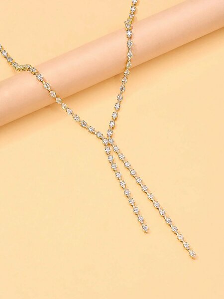 Shein - Stonefans 1Pc Minimalist Tassel Pendant Necklace