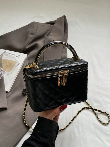 Shein - BEIKAMU 1pc Diamond Pattern Pattern Handheld Box - Shaped Bag