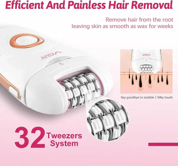 VGR - 739 Epilator for Women with 18-Tweezer Full-Body Hair Removal