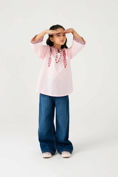 Glowy Pink Embroidered Top