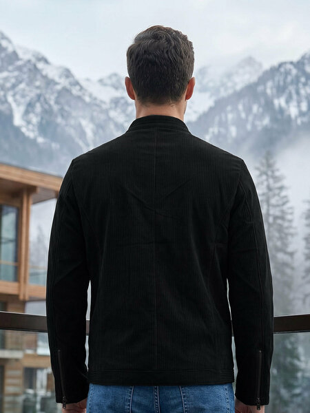 Black Imported Full Sleeves Suede Jacket (SJ-024)