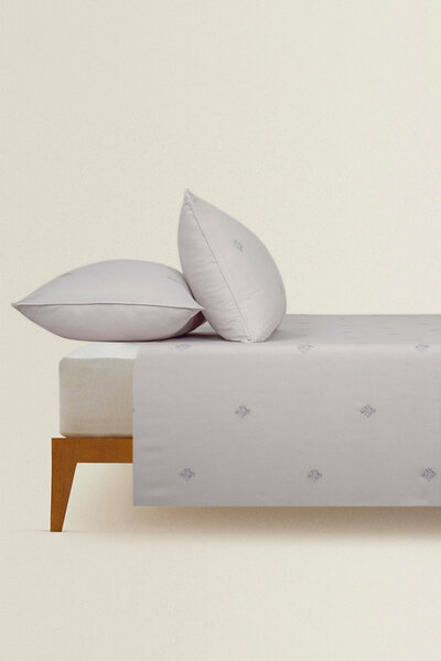 Gray Lilac T-150 Embroidered Bed Sheet Set