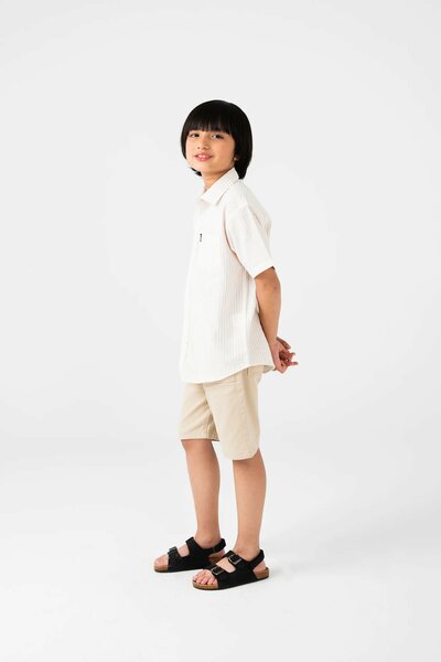 Boys Off-White Cotton Stripe Shirt