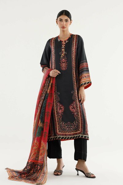 Stitched Printed Satin Shirt+ Dupatta