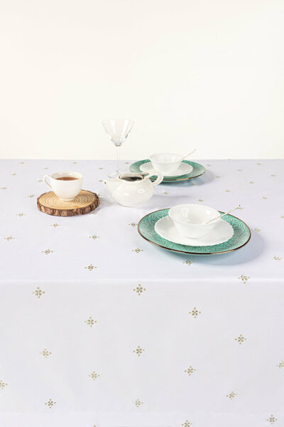 Green Cross Stitch Embroidered Table Cover