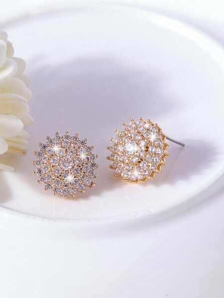 Shein - Cubic Zirconia Decor Stud Earrings
