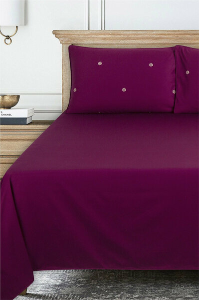 Vivid ViolaT-400 Embroidered Bed Sheet Set