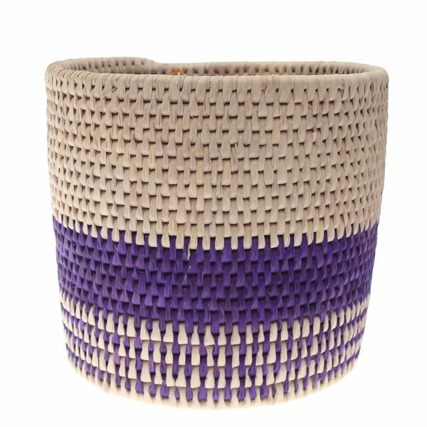 Handwoven Blue & White Dustbin Basket – 10x10 cm (UC-B-08)