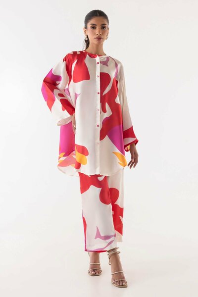 Stitched Printed Satin Culotte