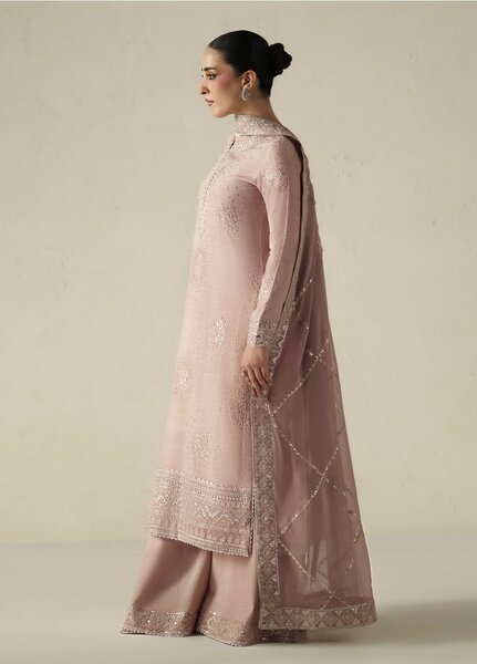 Vera Unstitched Embroidered Raw Silk 3 Piece Suit VR26URF Naqsh Soft Pink - Festive Collection