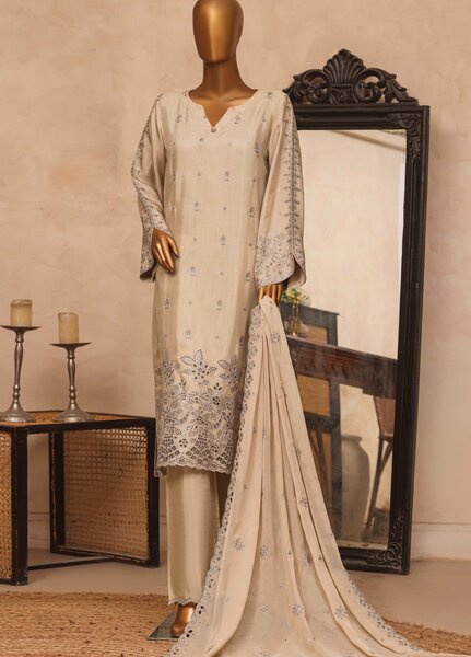 Majestic Silk by HZ Textiles RTW Embroidered Rawsilk 3 Piece Suit HZ26RMS RDE-3P-001 Hazelnut - Festive Collection
