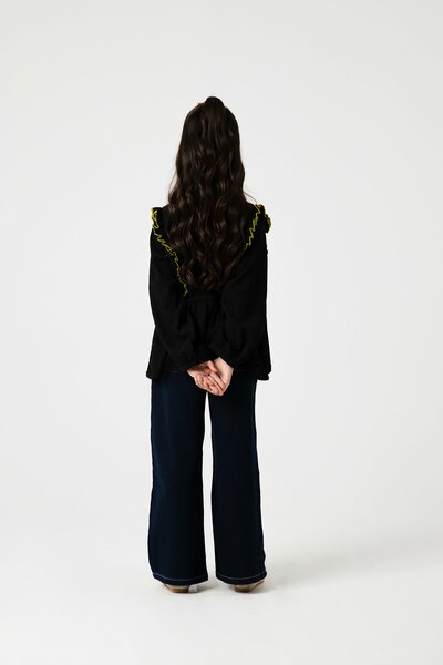 Midnight Black Smocked Dobby Top