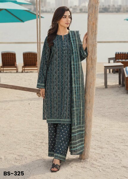 Bin Saeed Unstitched Printed Lawn Cotton 3 Piece Suit BS26UCL BS-325 - Casual Collection