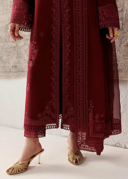 Q line by Qalamkar Unstitched Embroidered Slub Linen 3 Piece Suit QLK26UQL Neirah QLW-08 - Winter Collection