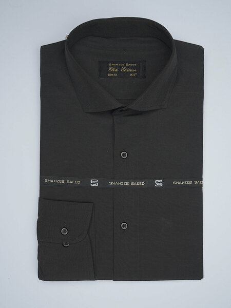 Black Plain, Elite Edition, Cutaway Collar Men’s Formal Shirt (FS-1743)