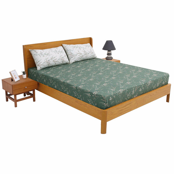 Green Floral Double Bedding Set
