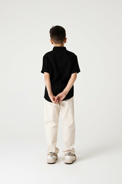 Boys Black Rocket Button Shirt