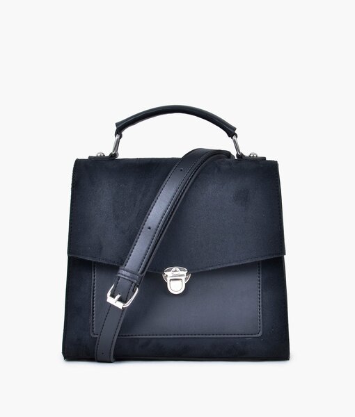 RTW - Black suede push-lock messenger bag