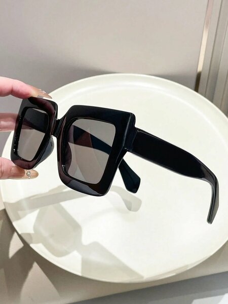 Shein - 1 Pair Unisex Black Oversized Y2K Style Fashion Glasses