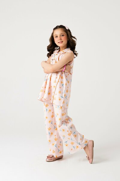 Girls Coral Whisper Cotton Co-ord Set