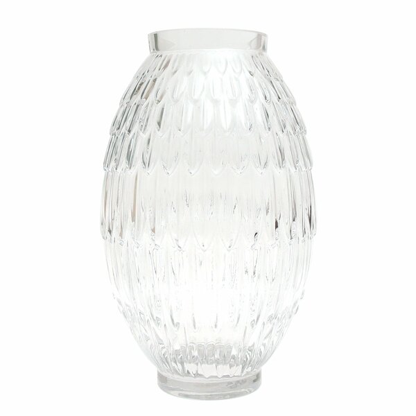 Oval Textured Transparent Glass Vase – Small