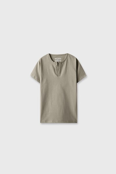 Boys Steel Grey Henley T-Shirt