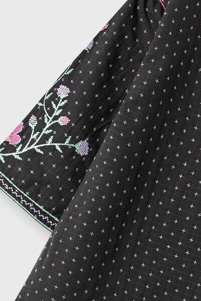 Black Rose Embroidered Cotton Top