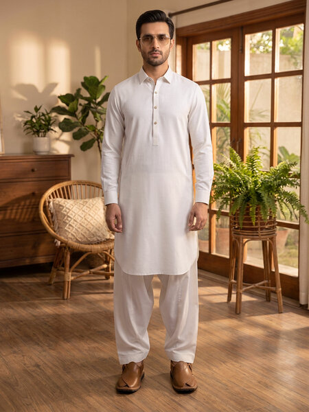 Off White Designer Shalwar Kameez (SK-738)