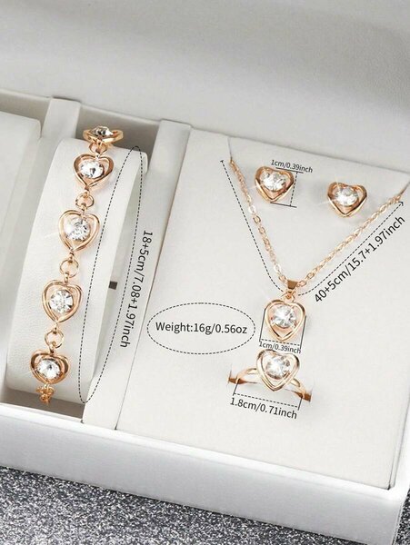 Shein - 6pcs/Set Women's Fashion Casual Rhinestone Floral Dial Quartz Wrist Watch
