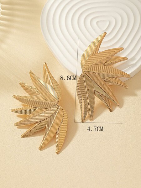 Shein - 2pcs Leaf Design Stud Earrings