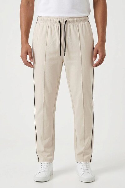 Men's Contrast Piping Pleated Trousers