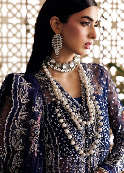 Marwa by Maryam Hussain Unstitched Embroidered Net 3 Piece Suit Sitara - Wedding Collection