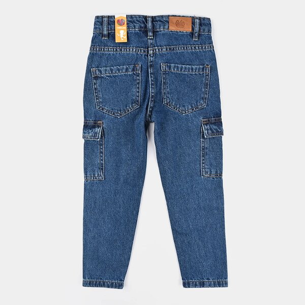Girls Denim Stretch Pant Cargo Style - Light Blue