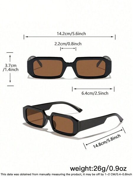 Shein - 1 Pair Men'S Small Rectangular Fashionable Multifunctional Black Glasses