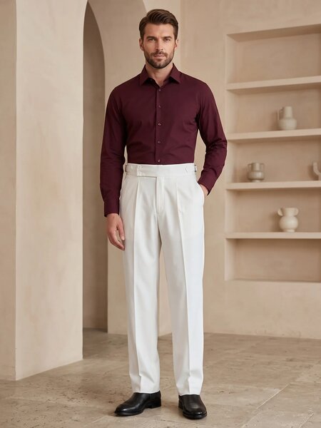 Cream Imported Straight Fit Gurkha Pant (FDT-443)