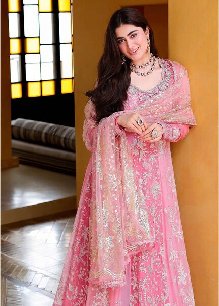 Bachelorette by Mushq Unstitched Embroidered Chiffon 3 Piece Suit MU26UBF Pink Promise MUNCH260107 - Festive Collection