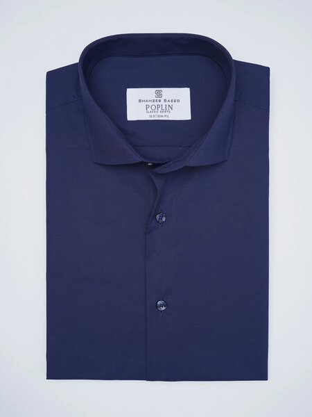 Navy Blue Plain, Cutaway Collar, Poplin Formal Shirt (FS-3022)