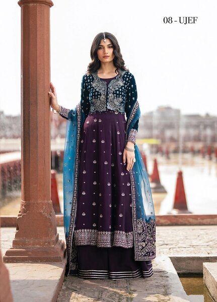 Mor by Xenia Formals Unstitched Embroidered Rawsilk 3 Piece Suit XE26UMV 08 UJEF - Festive Collection