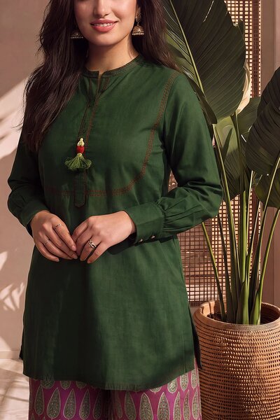 Khaddar Slub Block Printed Co-Ord Set With Embroidered