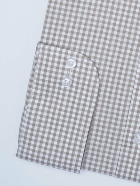 White & Brown Checkered, Elite Edition, Cutaway Collar Men’s Formal Shirt (FS-2963)